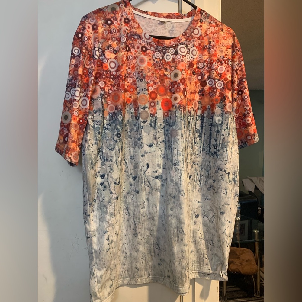 Women's Orange Multi-Print Scoop Neck Tank Top NWOT